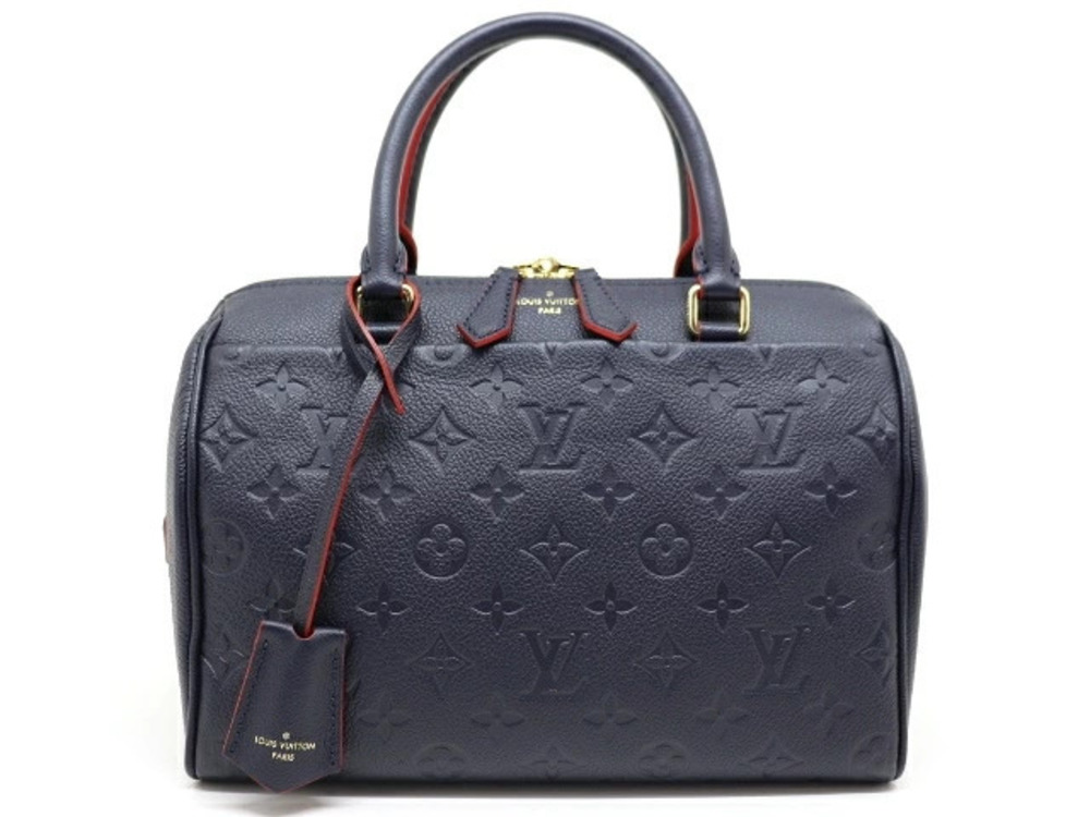 LOUIS VUITTON Speedy Bandouliere Handbag Empreinte Marine Blue Rouge Red